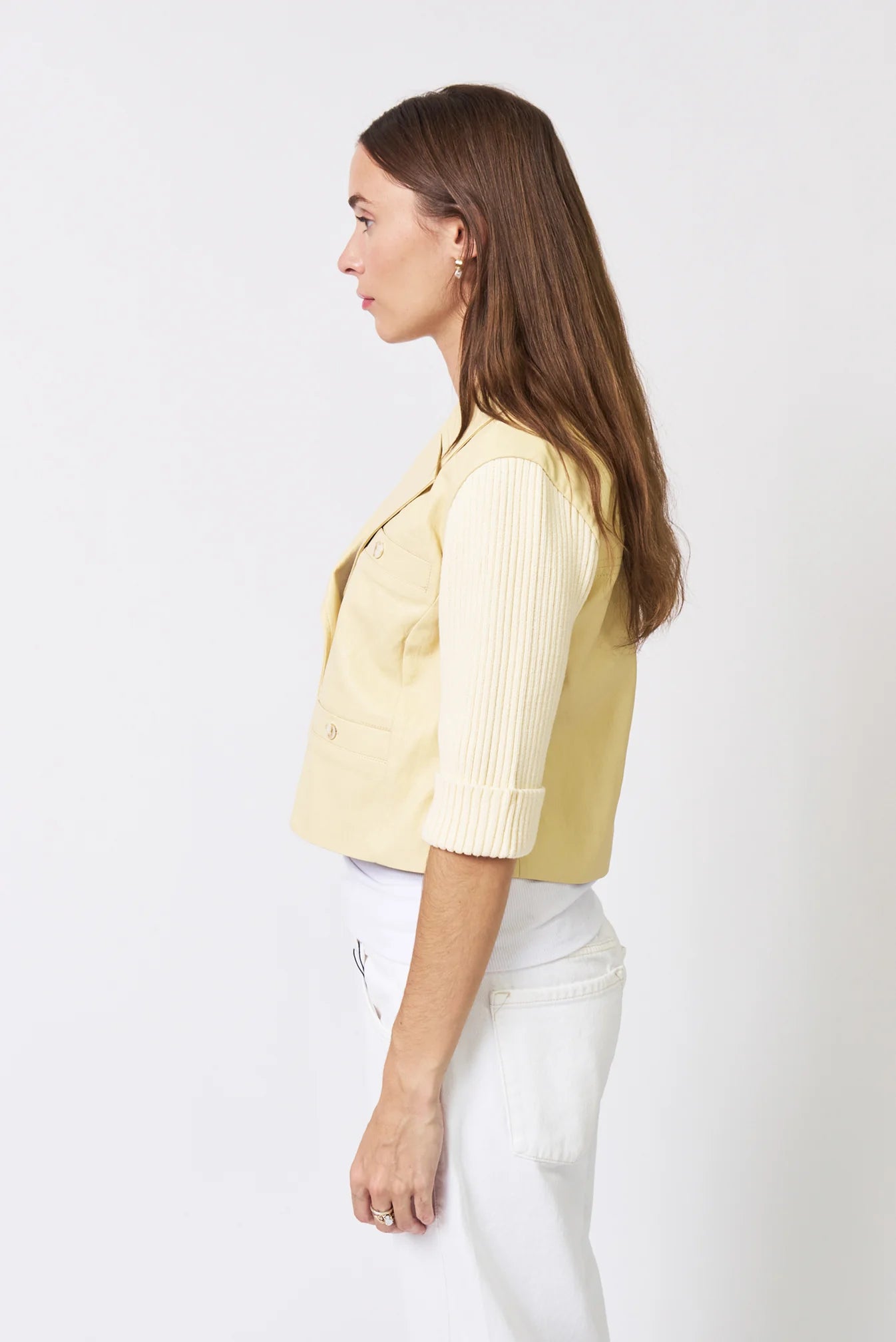 Central Park West NY - Women - Yellow Ophelia Cropped Vegan Sweater Jacket
