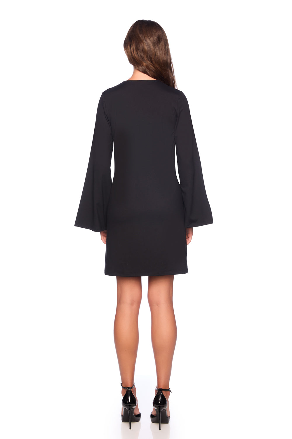 Susana Monaco - Women - Black Bell Sleeve Keyhole Tie Dress