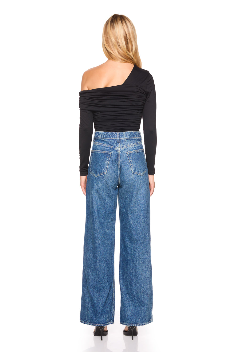 Susana Monaco - Women - Black One Arm Off Shoulder Gathered Top