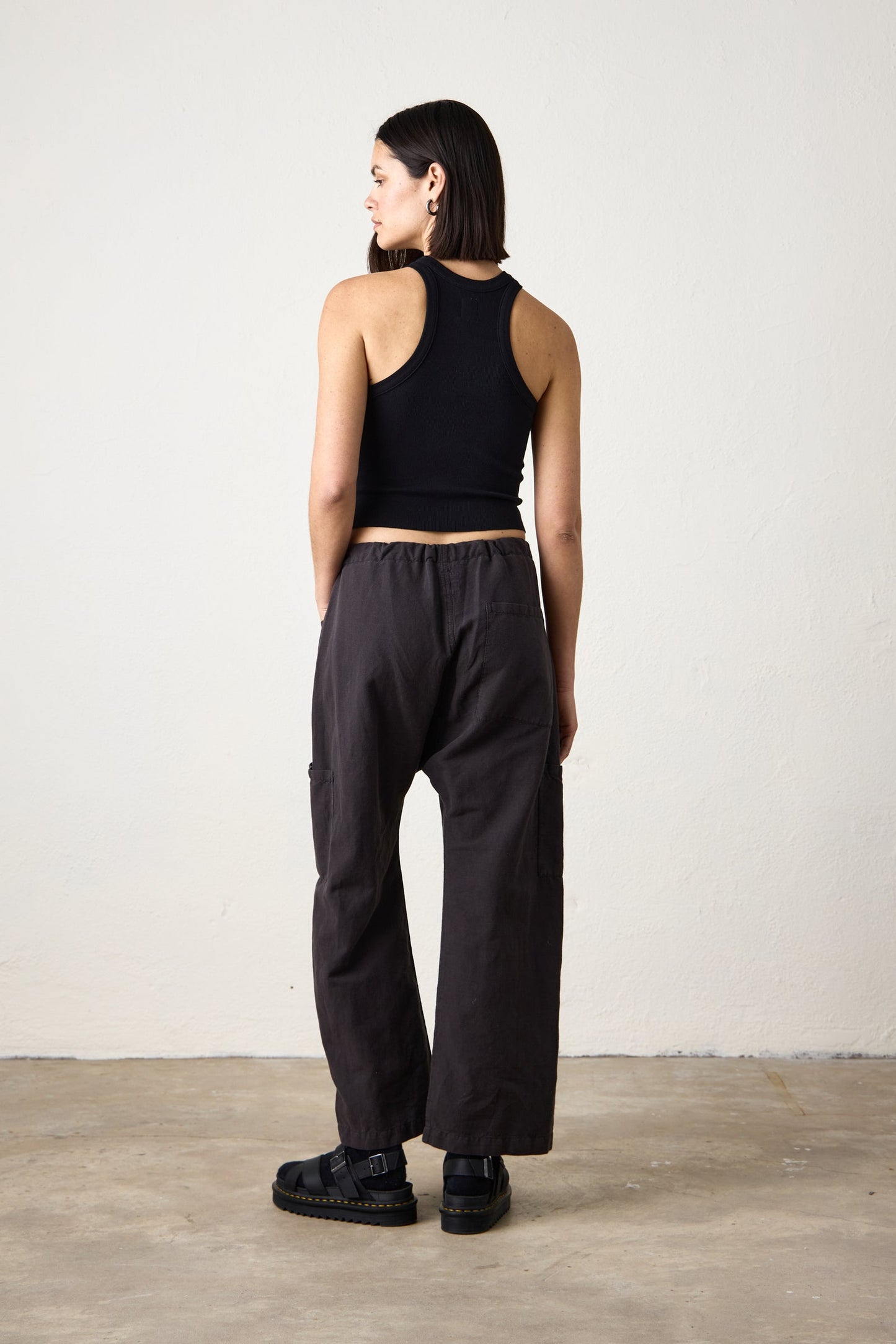NSF Clothing - Women - Faded Black Carlson Linen Cotton Tie Pant