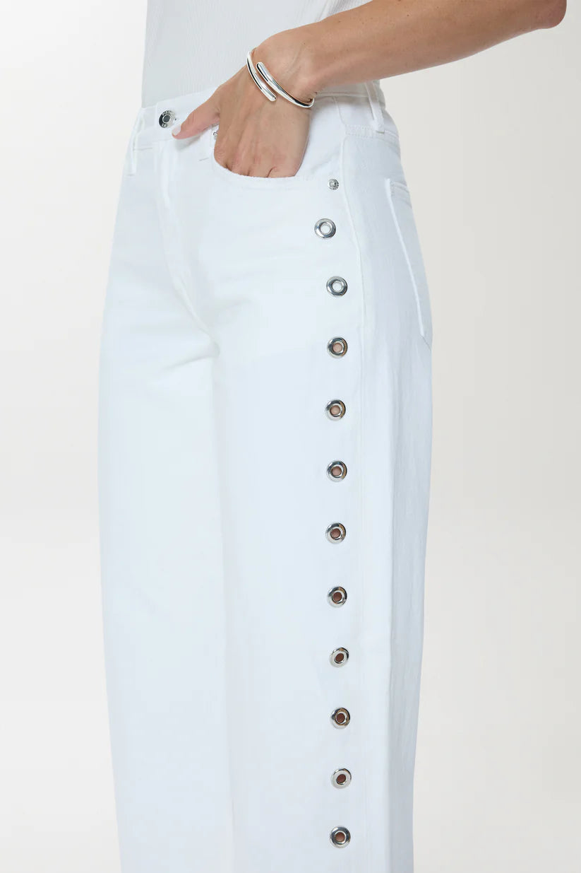 Pistola - Women - Vivid White Lexi Mid Rise Bowed Straight Jean