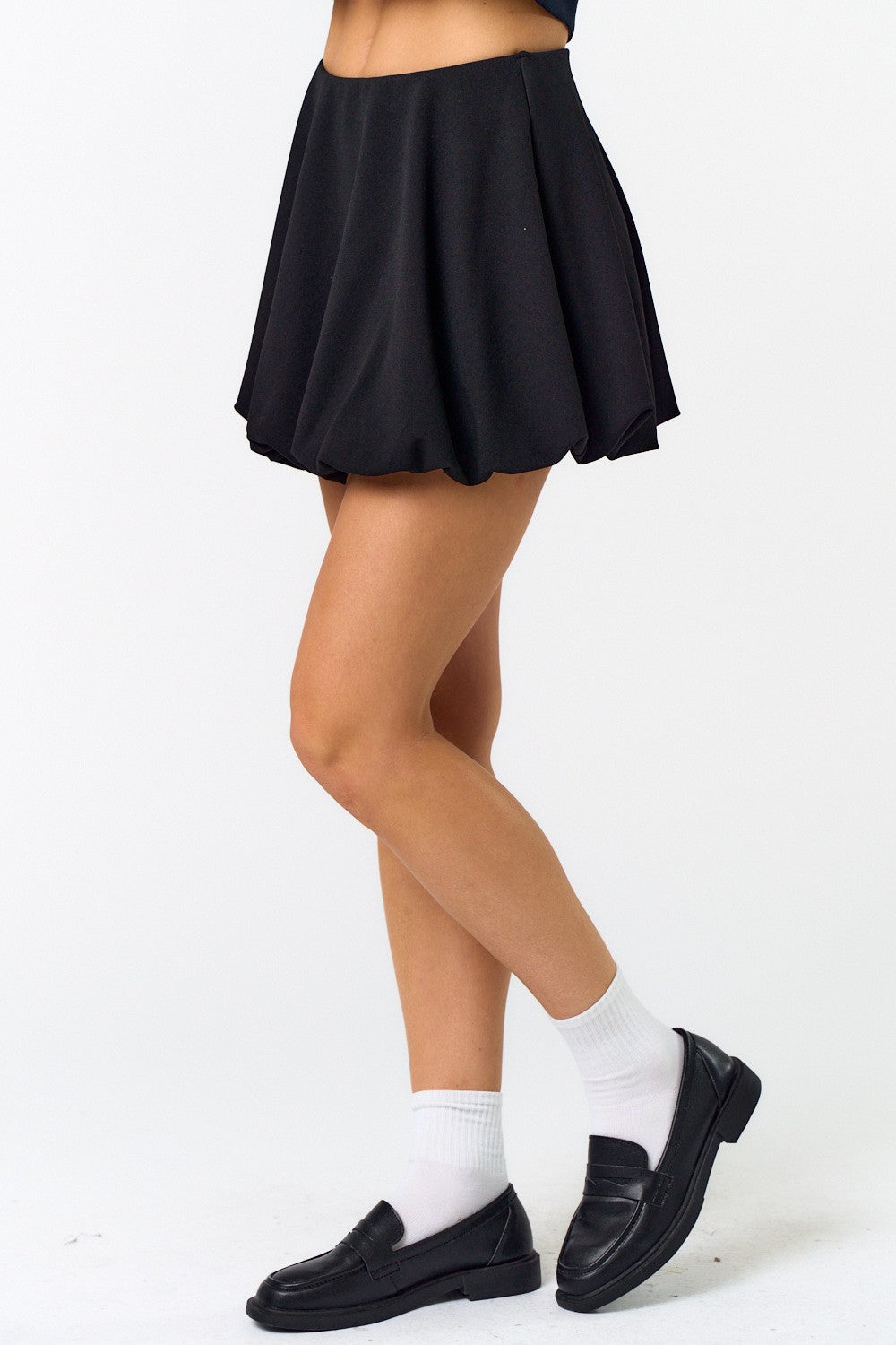 Guys N Gals - Women - Black Bubble Hem Mini Skirt