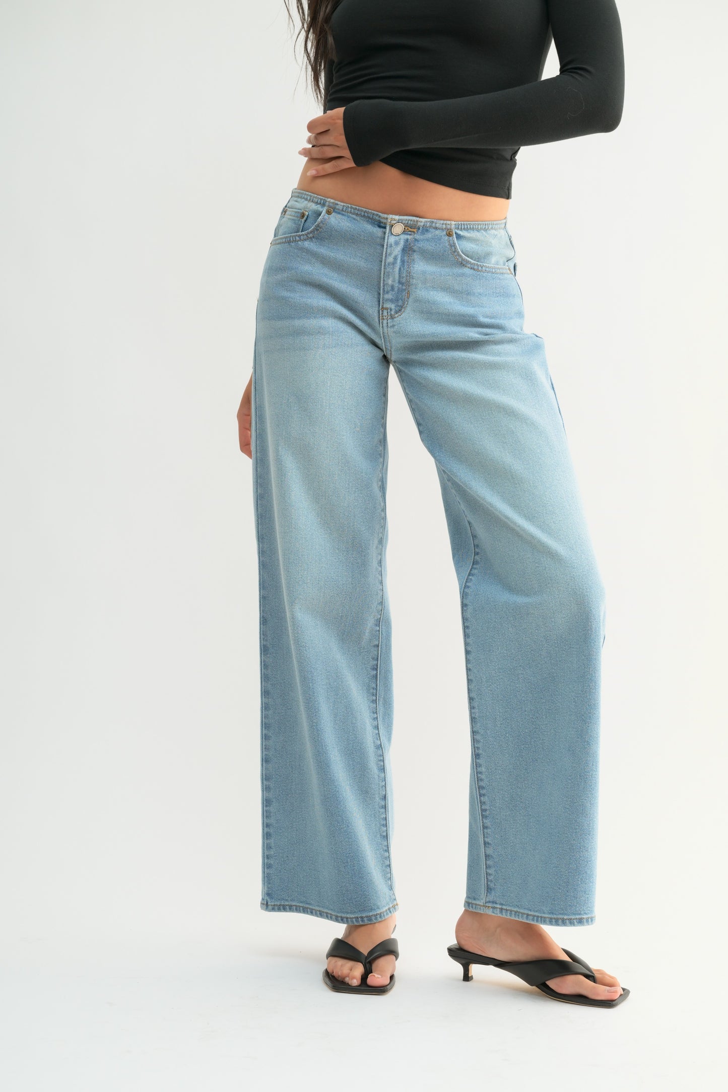 Guys N Gals - Women - Light Denim No Waistband Low Rise Straight
