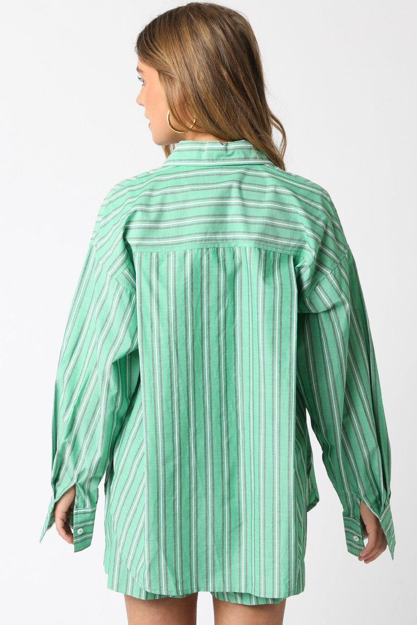 Guys N Gals - Women - Green Dahlia Stripe Shirt