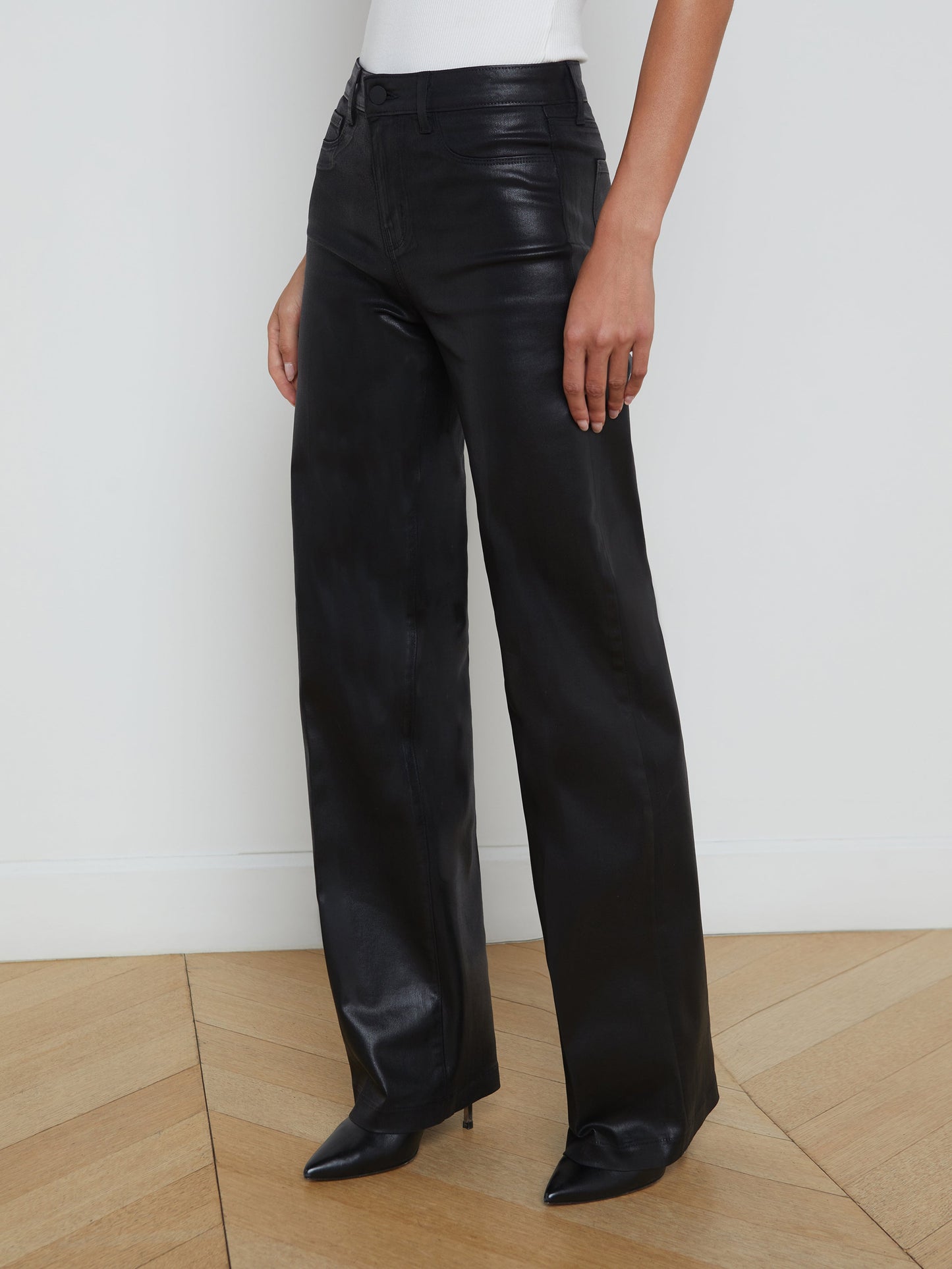 L'agence - Women - Noir Coated Clayton Wide-Leg Jean
