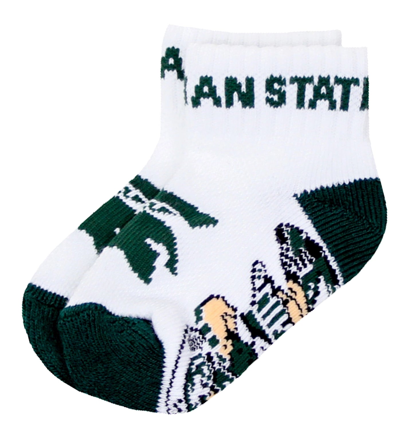 Michigan & Michigan State White Baby Quarter Socks