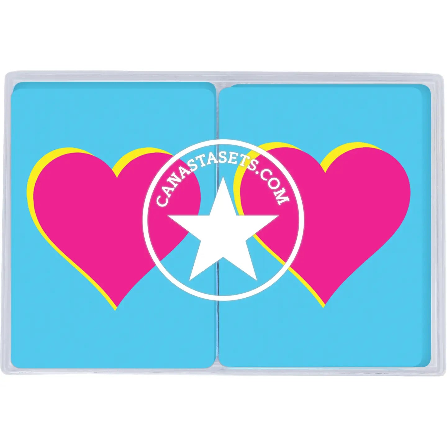 Cards-plastic PVC playing cards Pink heart on blue background