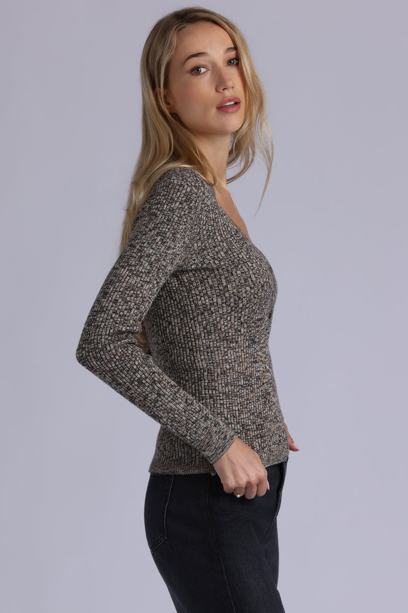 Minnie Rose - Women - Desert Sand Combo Rib Marled Henley