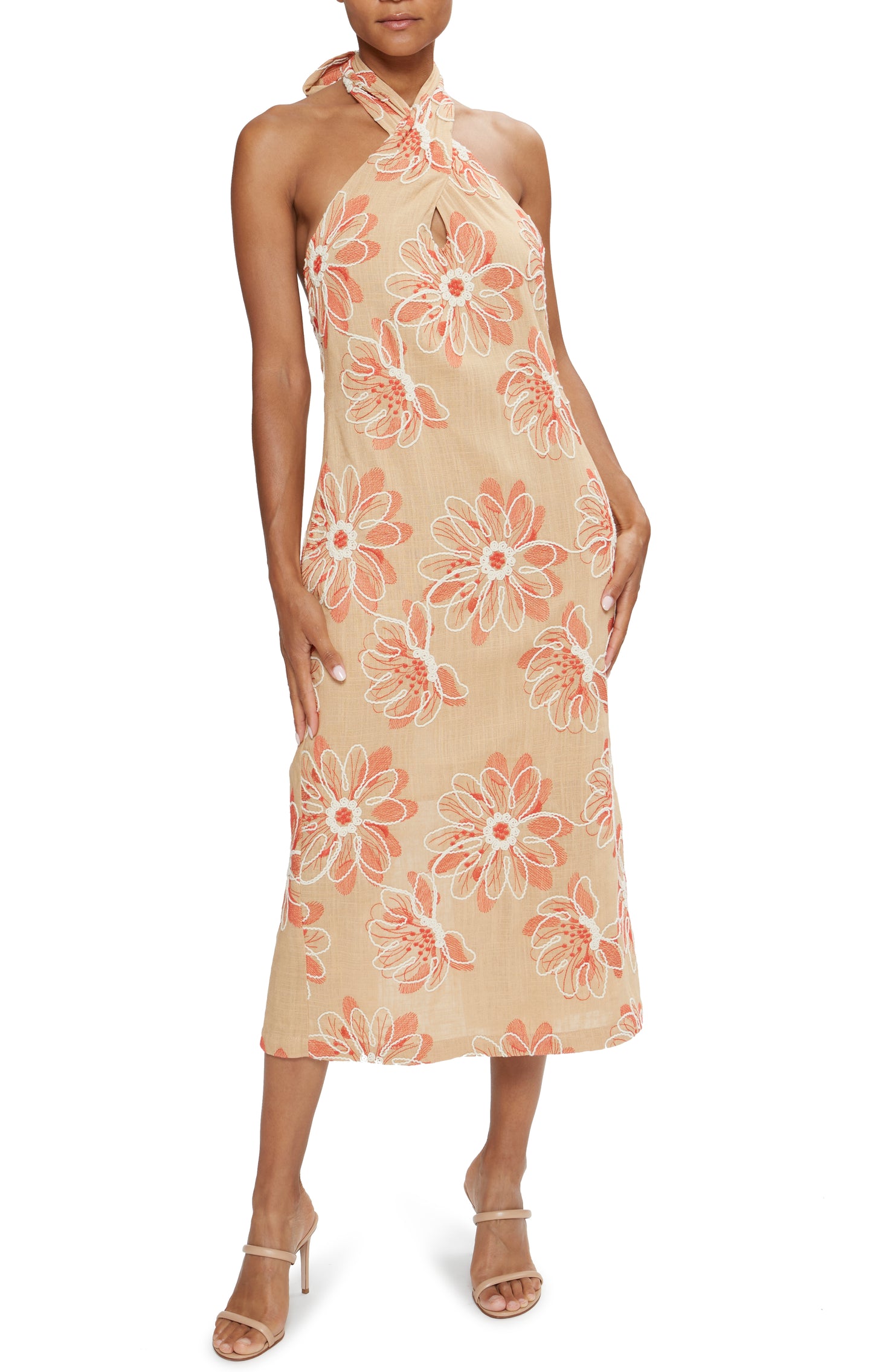 Ramy Brook - Women - Natural Fleur Aiden Embroidered Halter Midi Dress