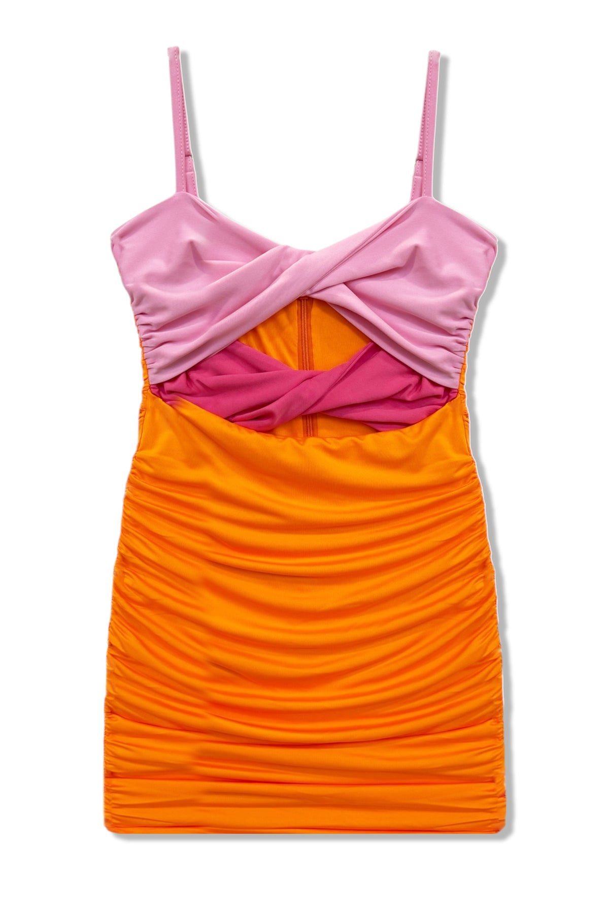 pink and orange twist dress One Shoulder Twist Strap Detail Mini Bodycon Dress In Orange Floral Print Slinky | EGO US