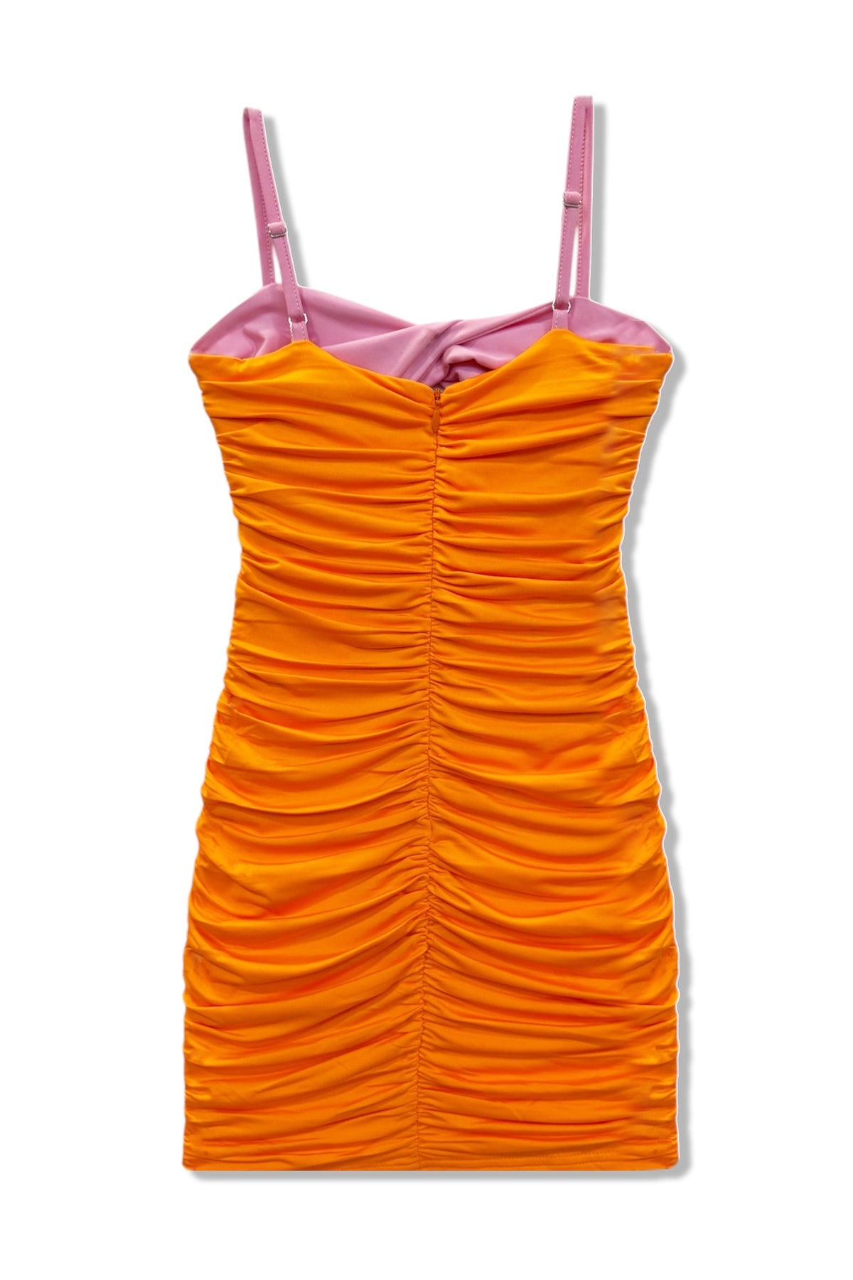 KatieJ NYC - Women - Pink/Orange Ariana Double Twist Front Ruched Dress