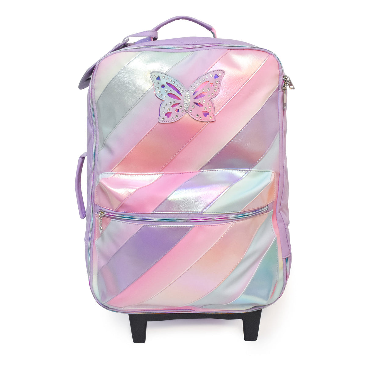 OMG Accessories - Metallic Striped Butterfly Carry-On Luggage