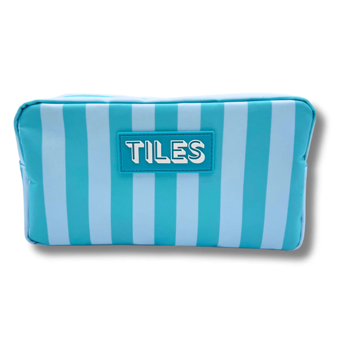 My Fair Mahjong - Green & Blue Stripe Premium Tile Bag