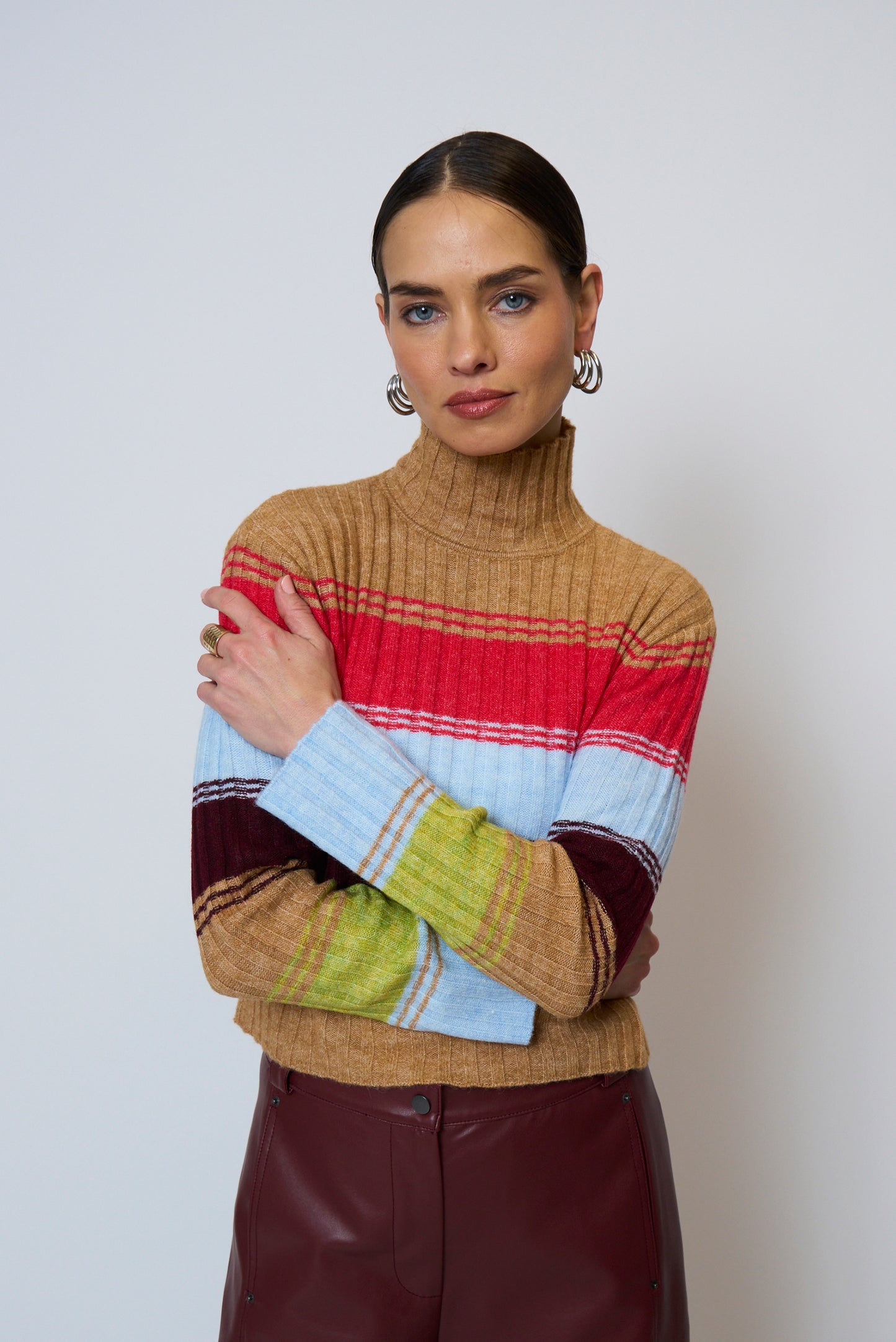 Central Park West - Women - Multi Marley Ribbed Gradient Stripe Turtleneck
