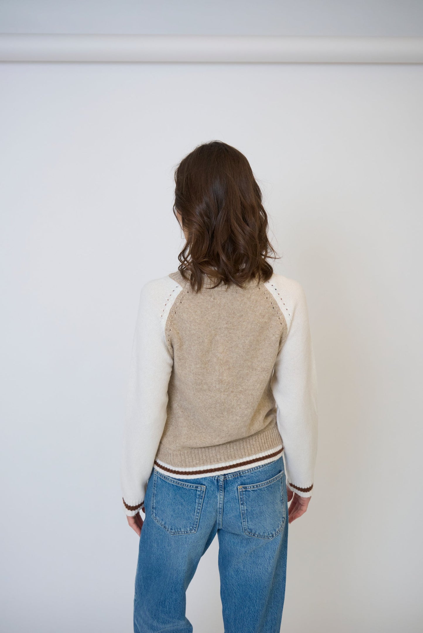 Central Park West - Women - Beige Olivia Baseball Sweater