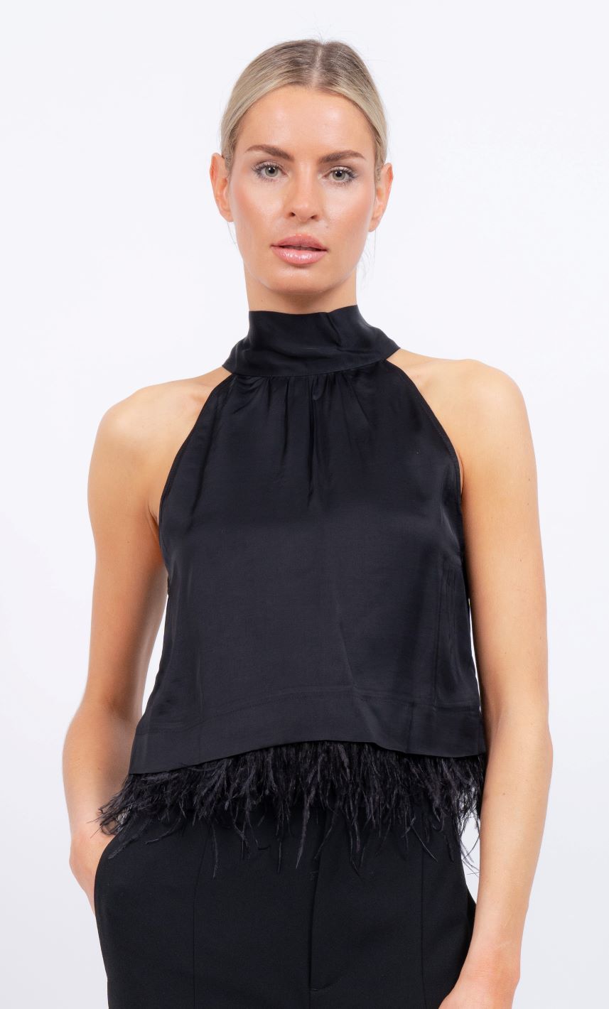 Central Park West - Women - Black Sylvie Marabou Sweep Top