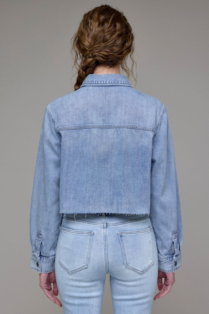 Hidden - Women - Vintage Wash Abbey Cropped Denim Shirt