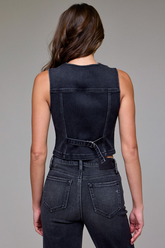 Hidden - Women - Charcoal Wash Fitted Denim Vest