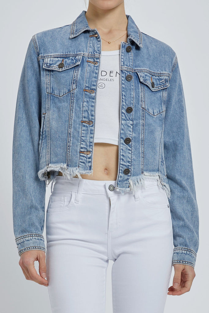 Hidden - Women - Medium Blue Rebel Frayed Jacket