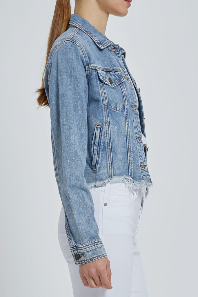 Hidden - Women - Medium Blue Rebel Frayed Jacket