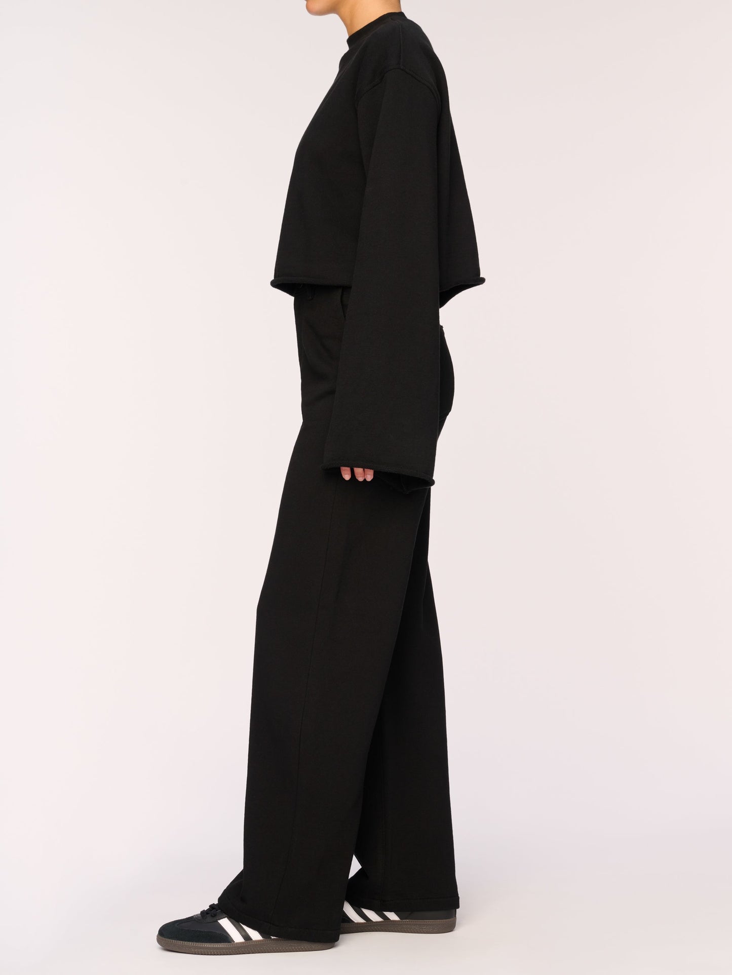 DL1961 - Women - Black French Terry Hepburn Wide Leg High Rise Knit