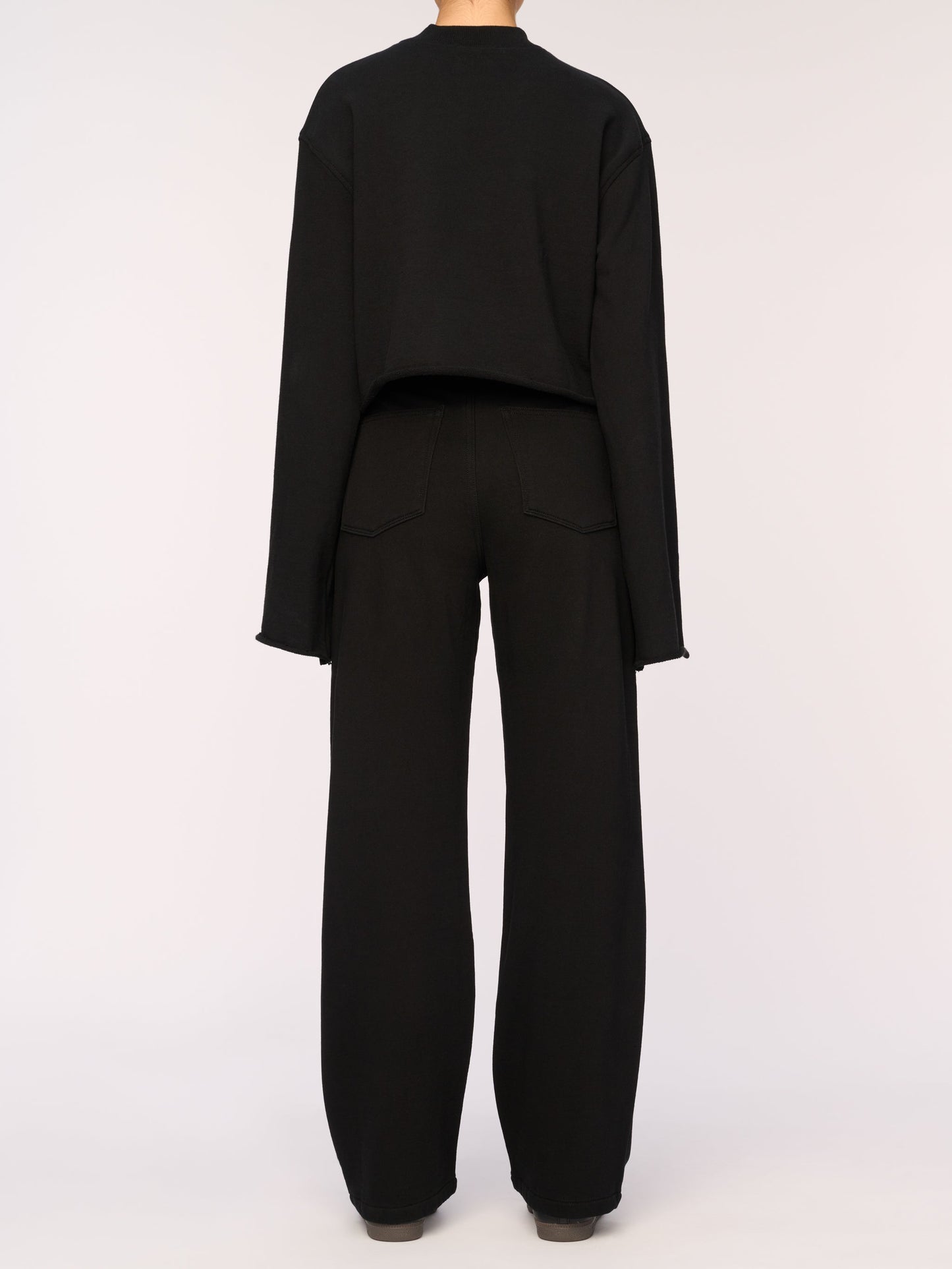 DL1961 - Women - Black French Terry Hepburn Wide Leg High Rise Knit