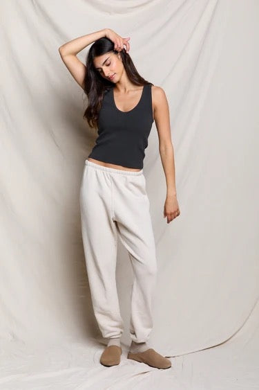 Perfect White Tee - Whitecap Grey Stevie Easy Sweatpant