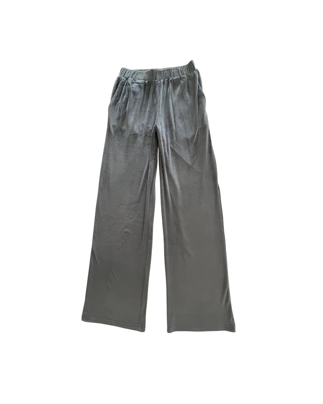 Theme - Tween -Grey Ash Stretch Velour Wide Leg Pant
