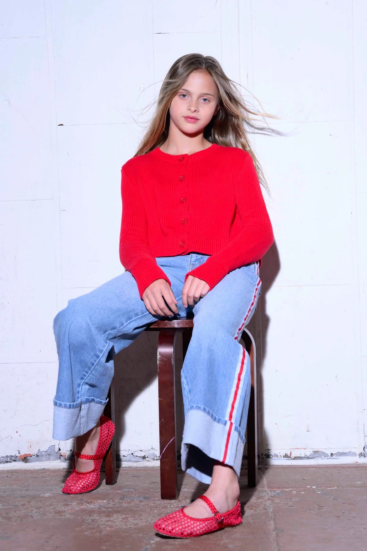 KatieJ NYC - Tween - Light Wash Boston Wide Leg Cuffed Jean