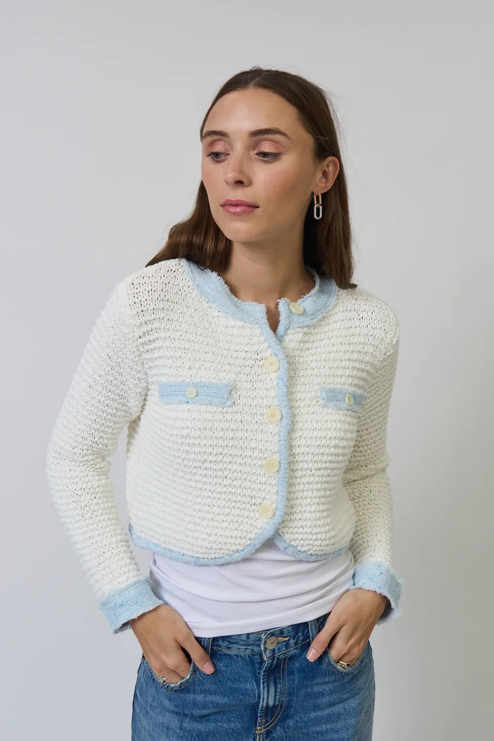 Central Park West - Women - White Blue Celeste Cardigan