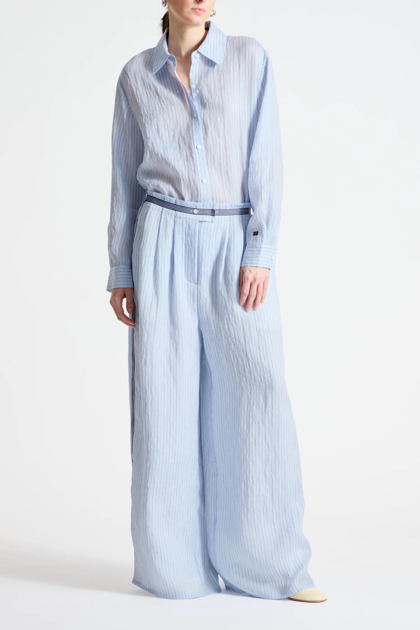 Saint Art - Women - Sky Blue Lanette Pinstripe Blouse
