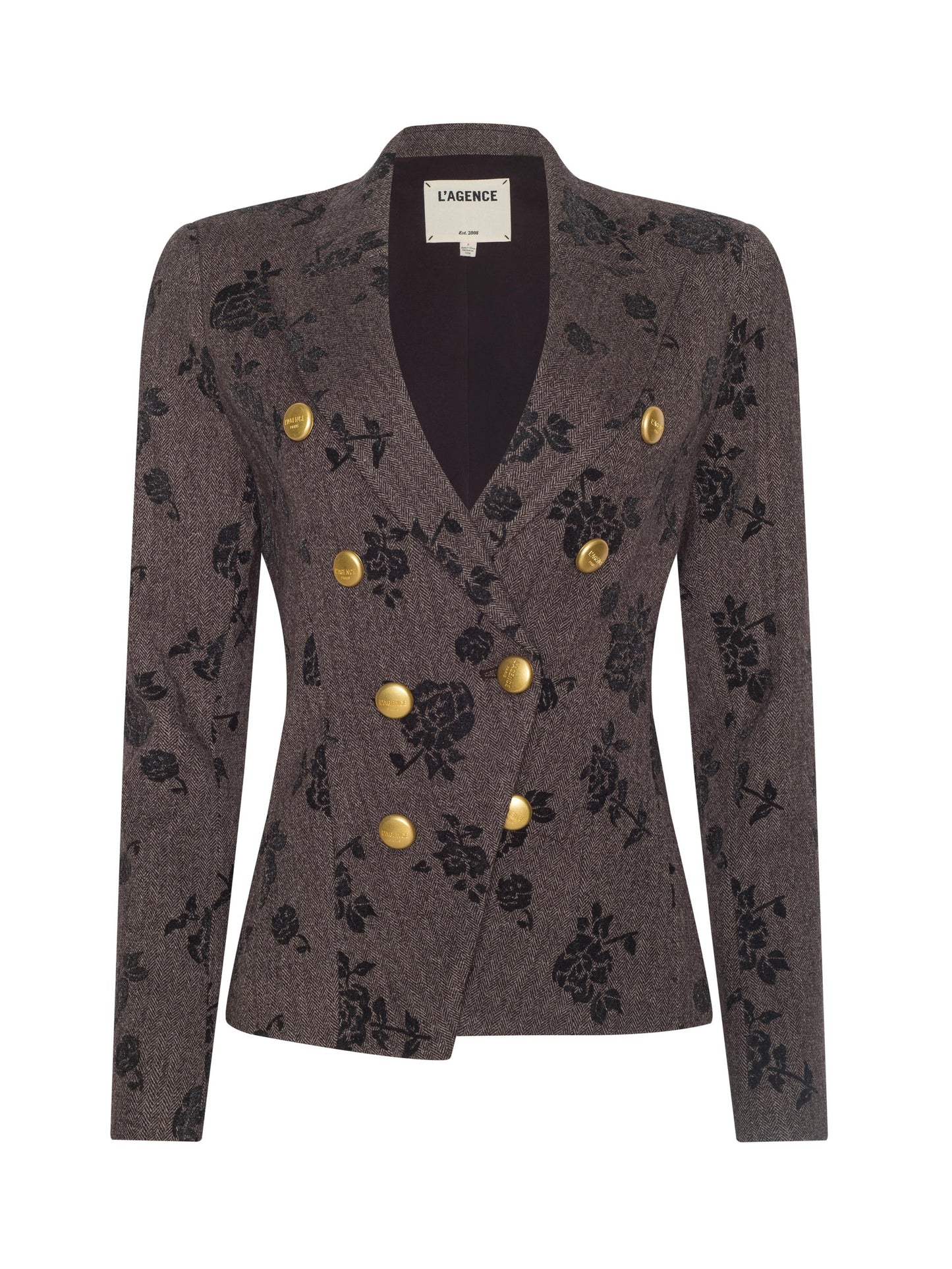 L'agence - Women - Brown Bethany Flocked Herringbone Blazer