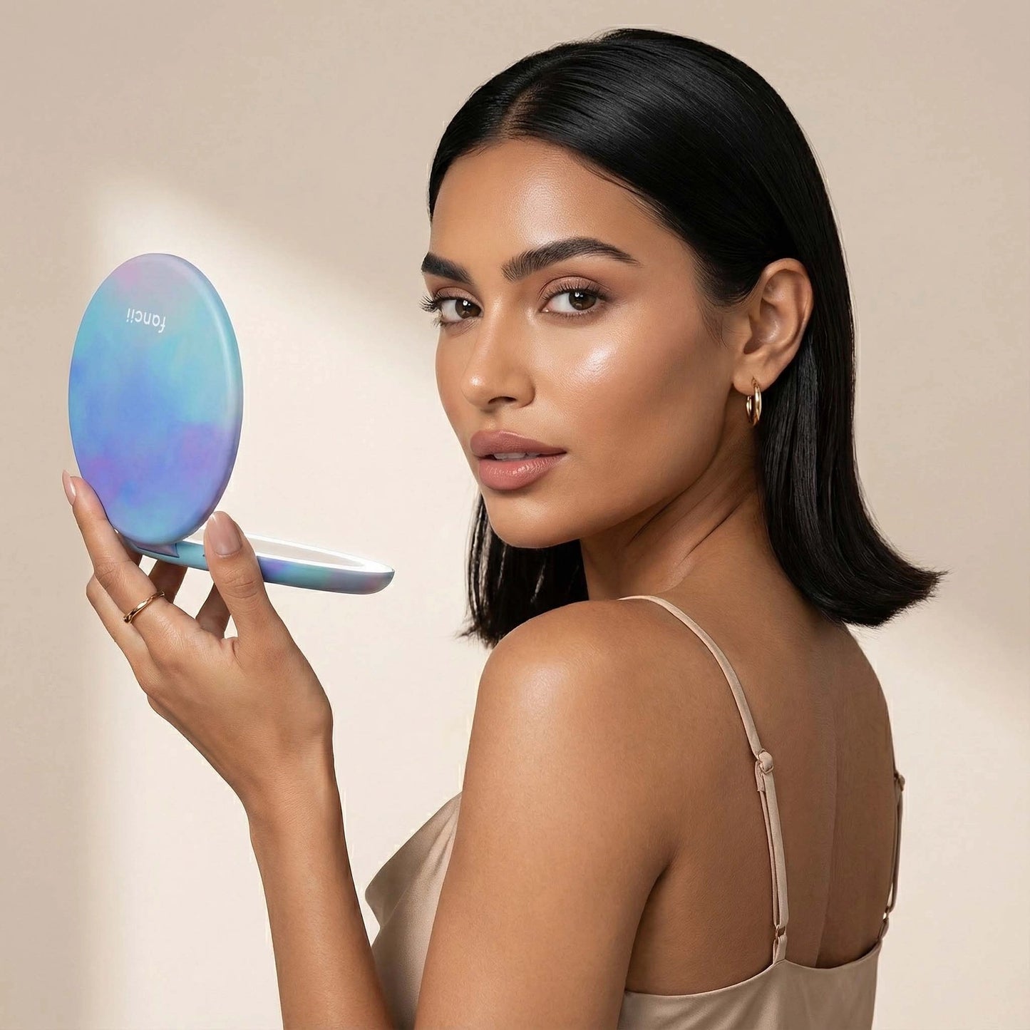 Fancii - Lavender Lagoon Taylor 5" Compact Mirror With Led Lights