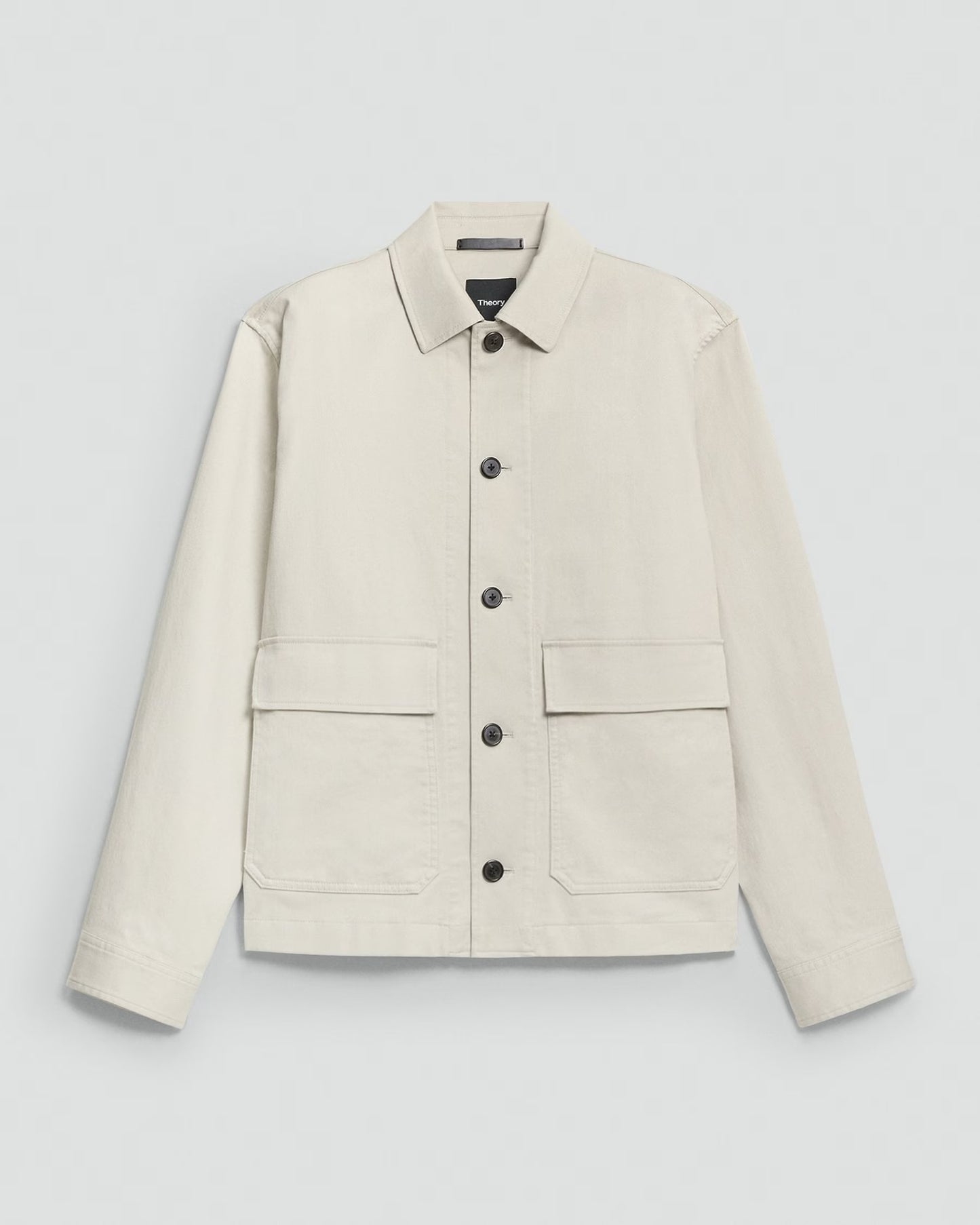Theory - Men - Winter Ivory Button-Up Jacket in Moonsoft Cotton