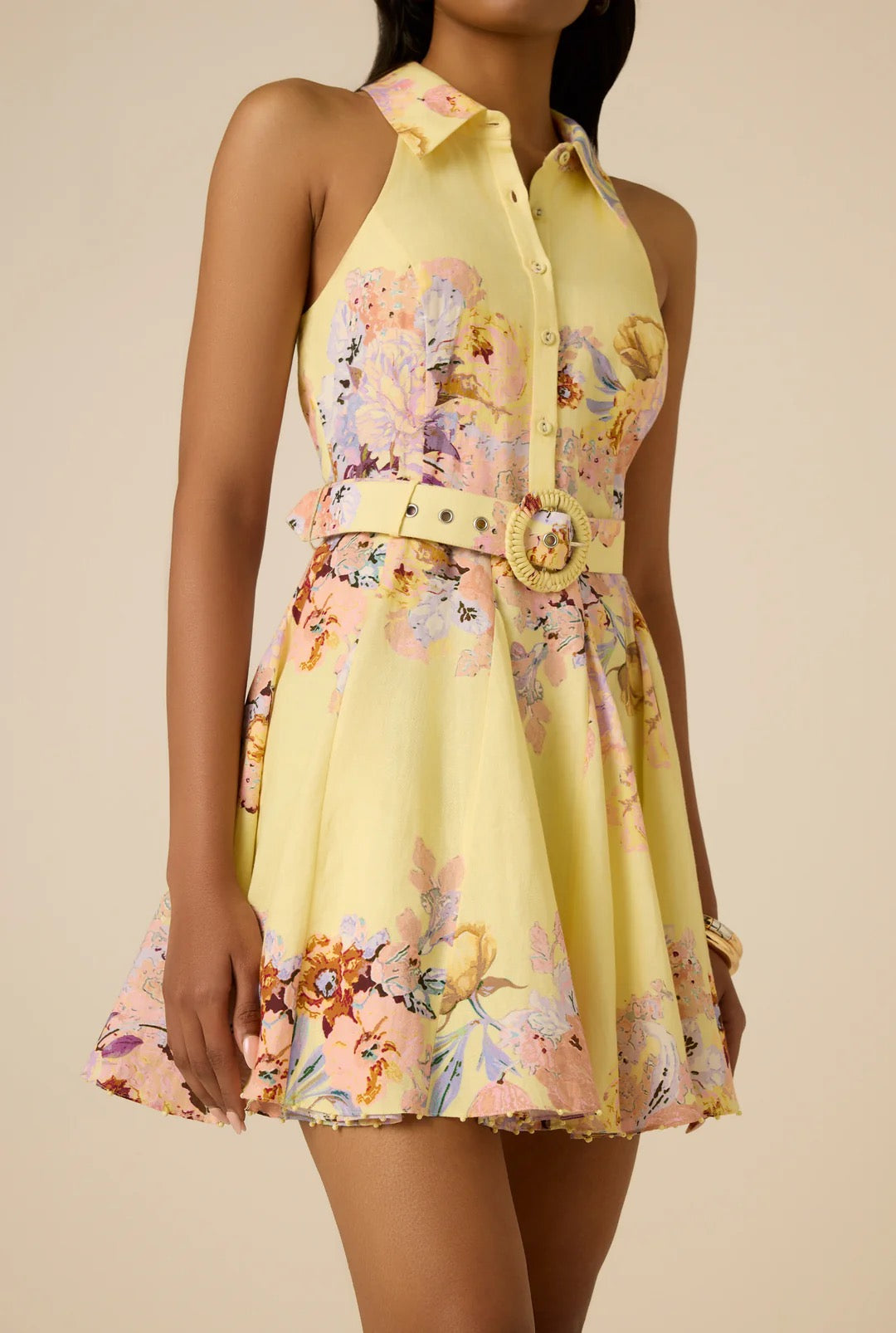 HEMANT AND NANDITA - Women - Yellow Kysha Dress With Buckle Belt