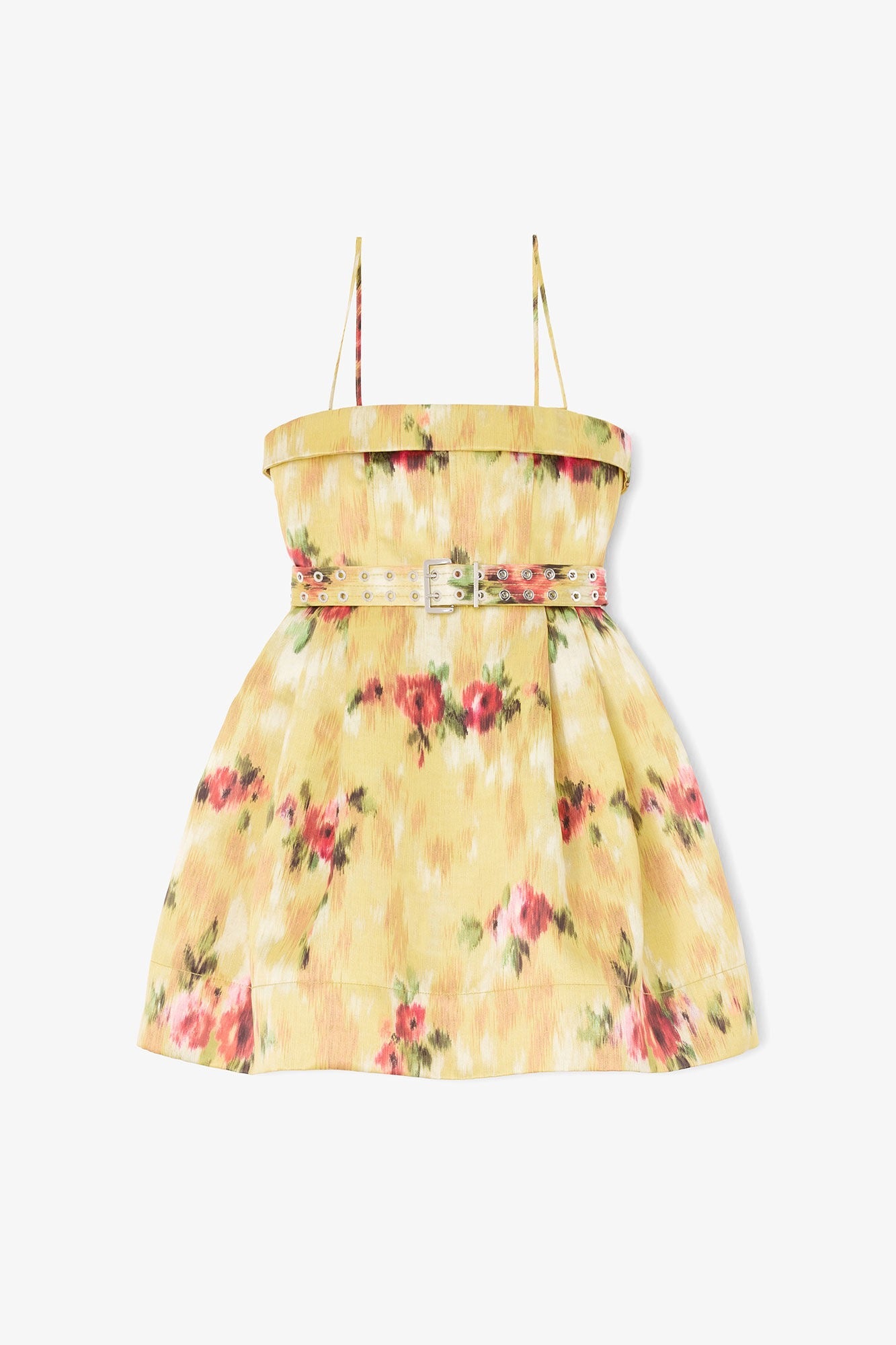 GANNI - Women - Yellow Printed Aurorao Satin Bubble Mini Dress