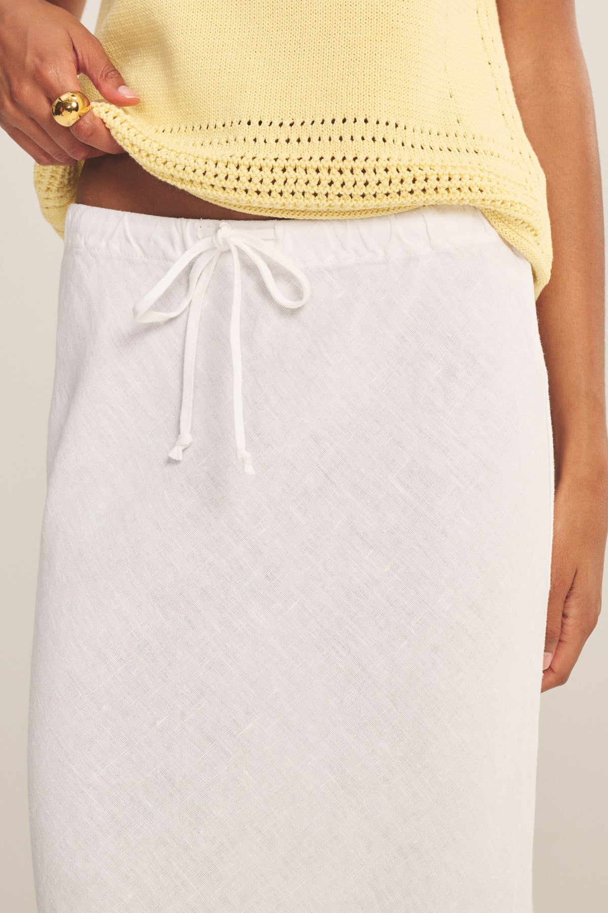 Velvet By Graham & Spencer - Women - White Beka Heavy Linen Skirt