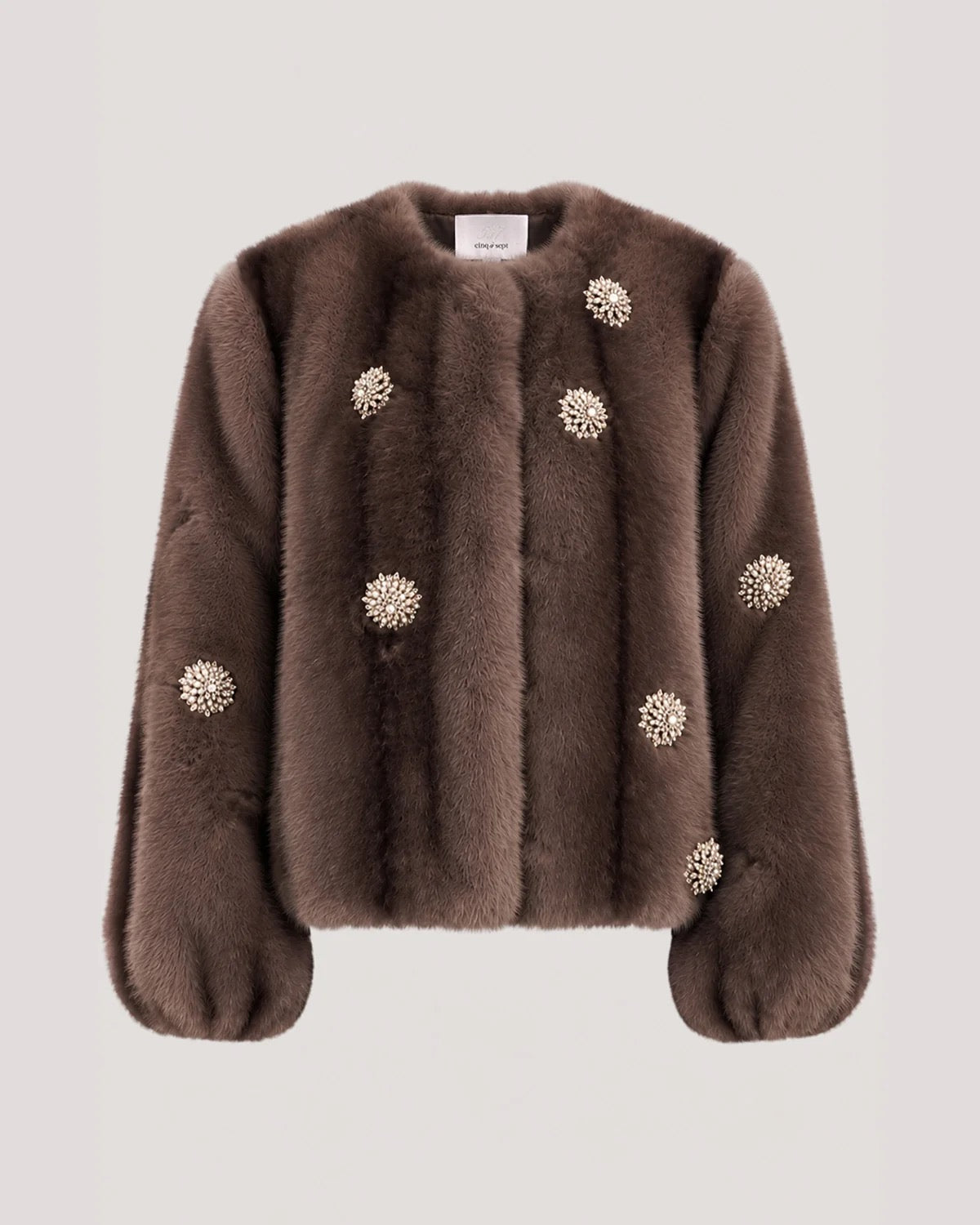 Cinq à Sept - Women - Dusted Oak Rhinestone Dahlia Faux Mink Benson Coat