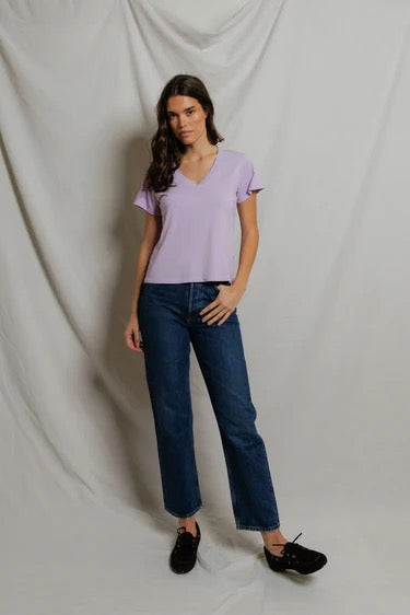 Perfect White Tee - Women - Ultra Violet Hendrix Boxy V Neck Tee