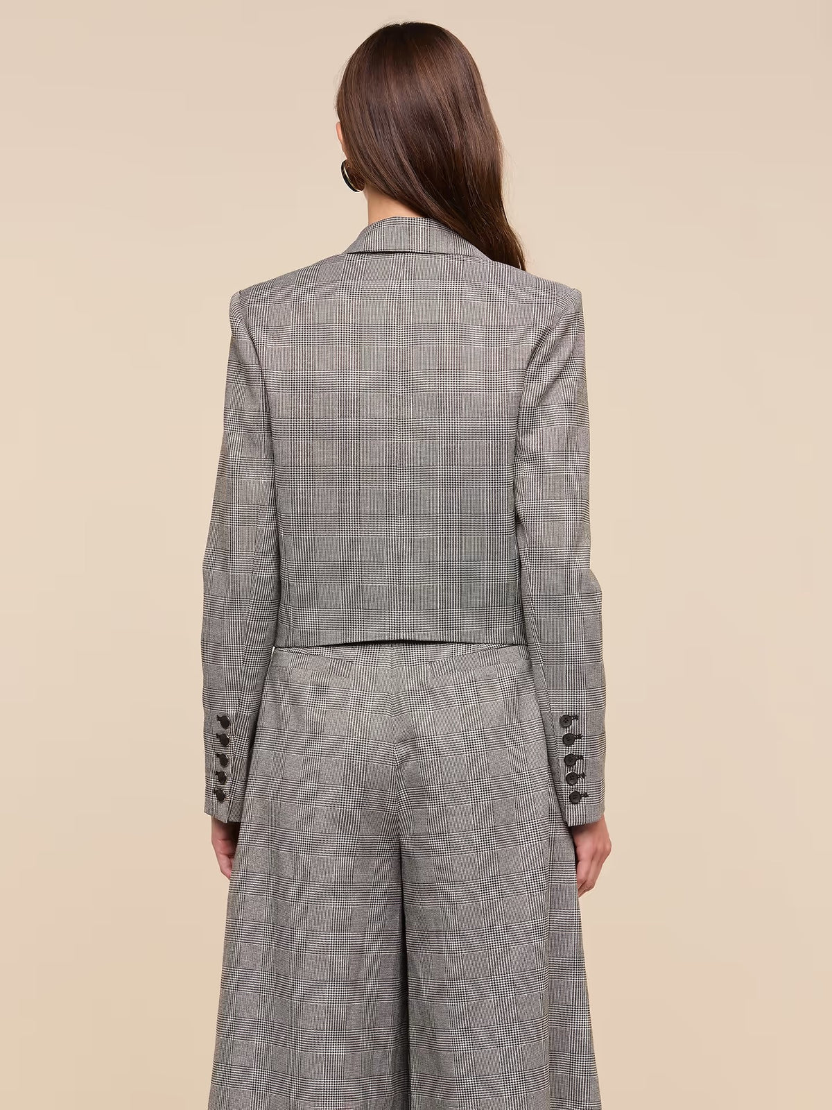 L'AGENCE - Women Beige/Black Lurex Glen Plaid Lila Tweed Blazer