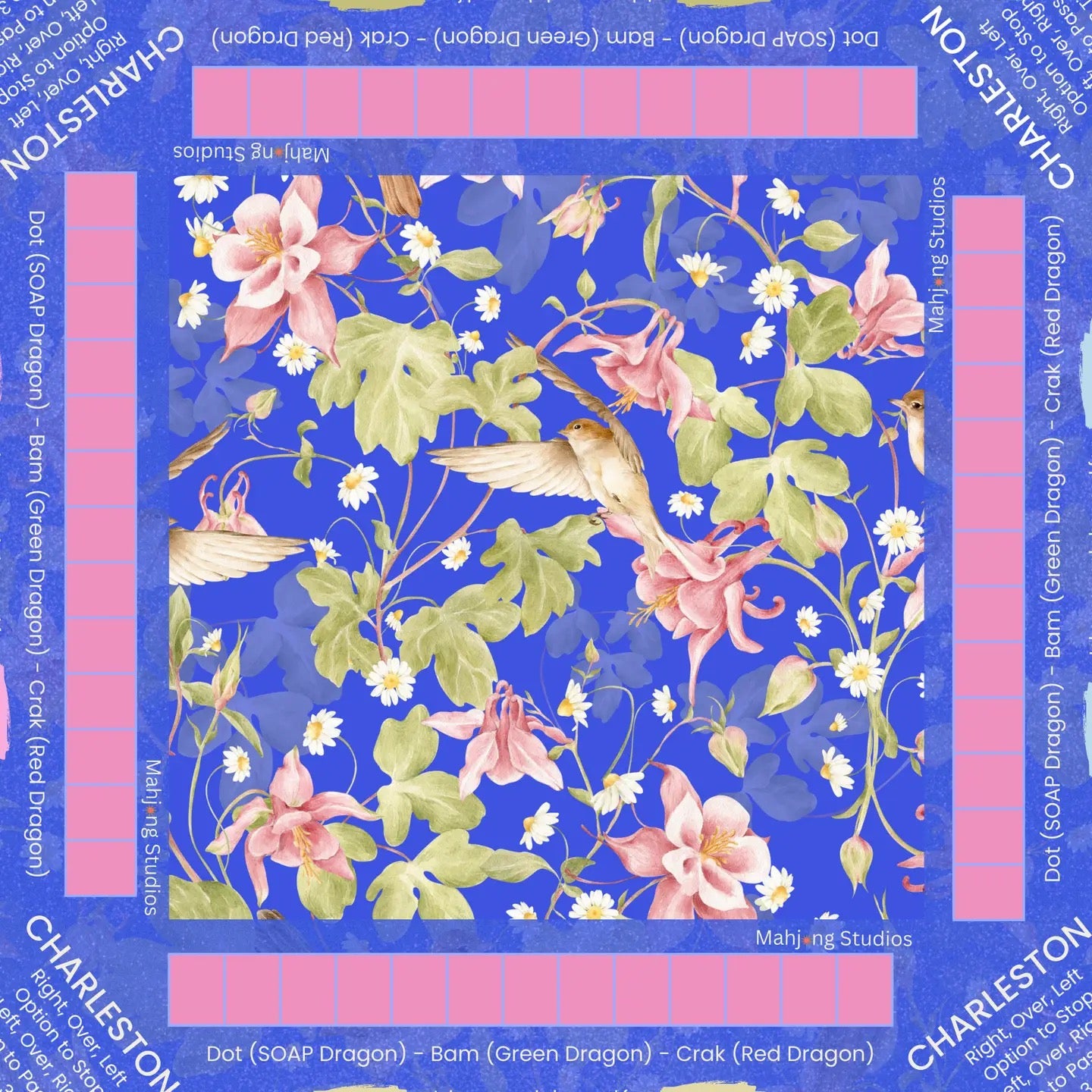 Blue Songbird Mahjong Mat