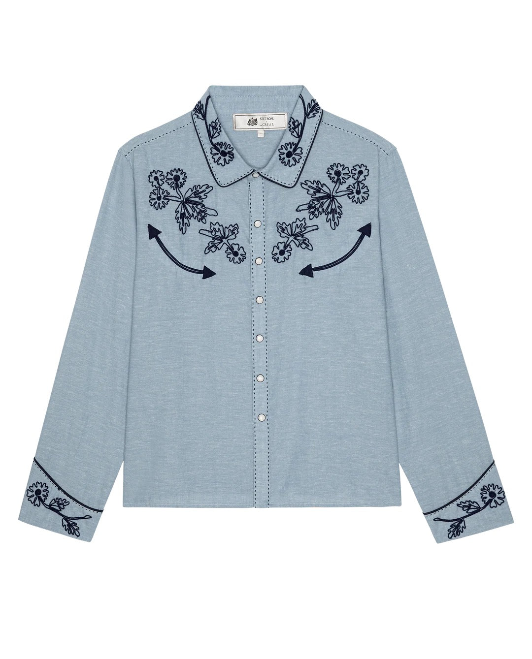 THE GREAT - Women - Chambray Embroidered Western Shirt
