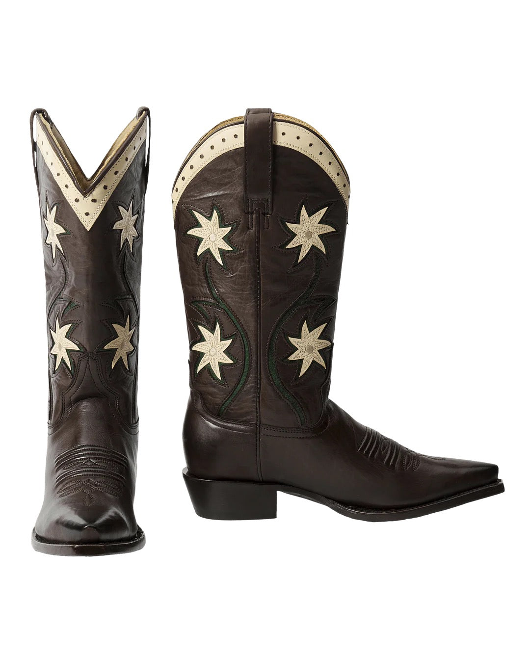 THE GREAT - Women - Brown Cowboy Boot Leather Floral