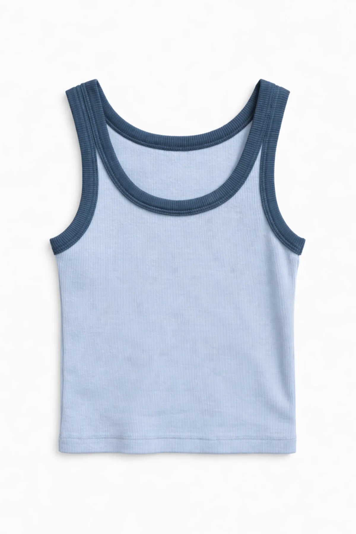 KatieJ NYC - Tween - Serene Blue Spencer Retro Contrast Trim Tank