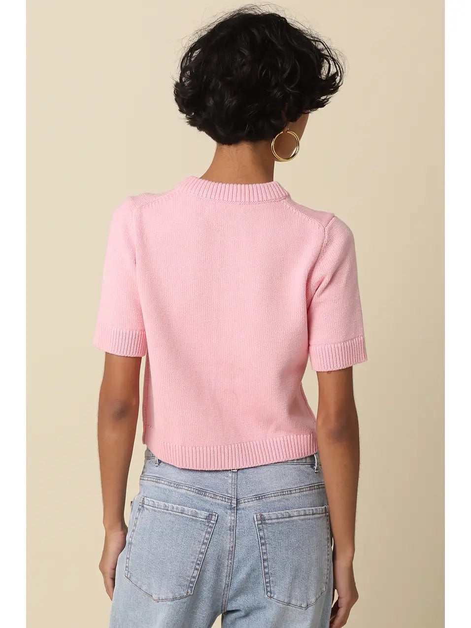 Guys N Gals - Women Pink Leia Short Sleeve Cardigan