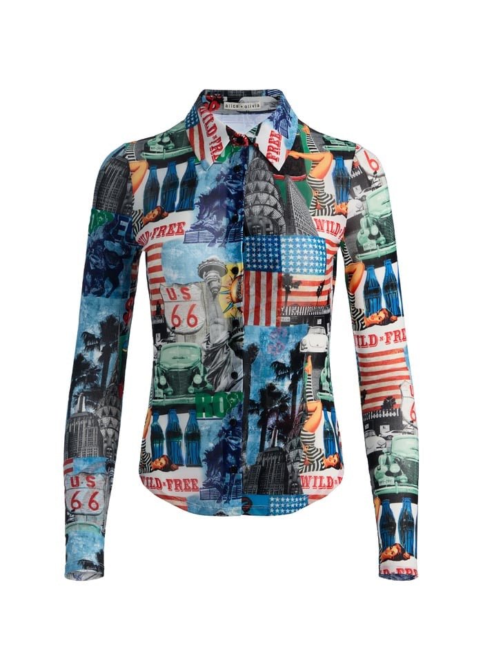 Alice + Olivia - Women - Open Road Jade Mesh Button Down
