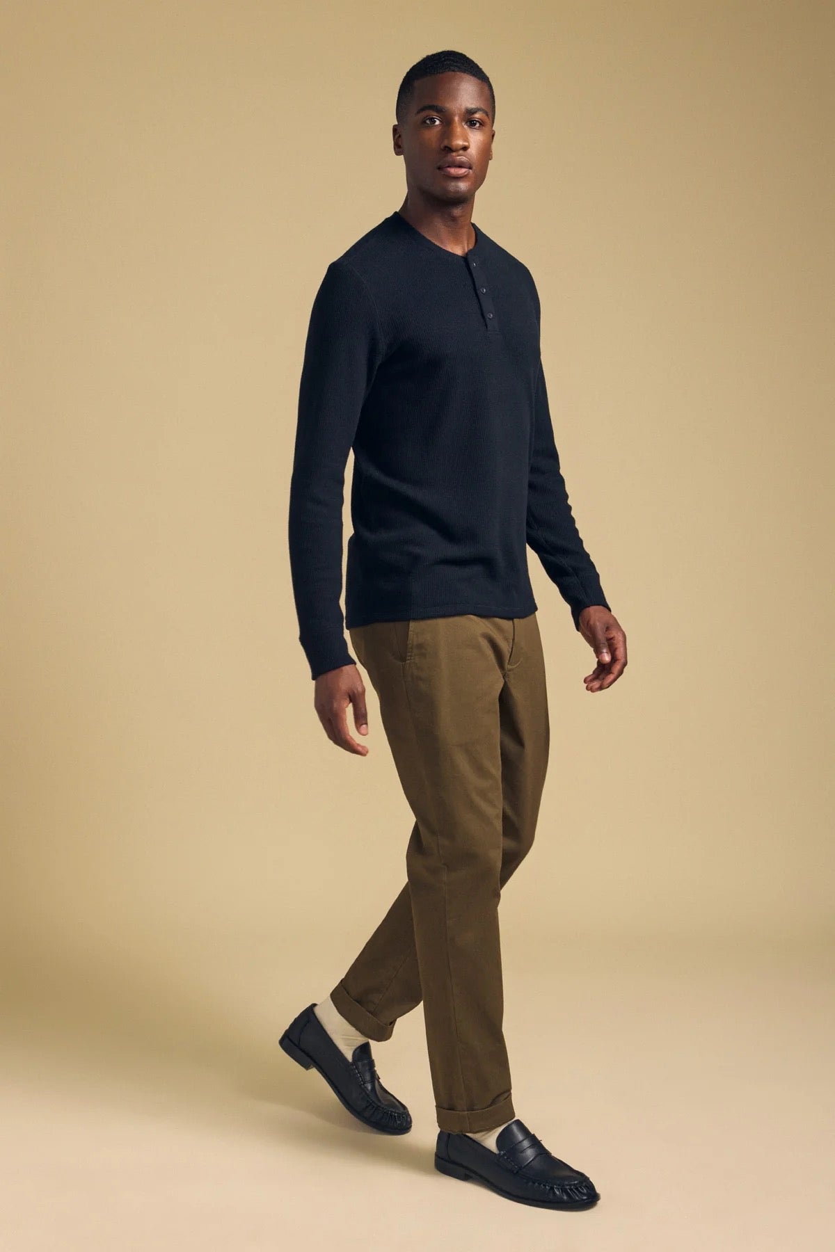 Velvet by Graham & Spencer - Men -Black Roen Thermal Henley