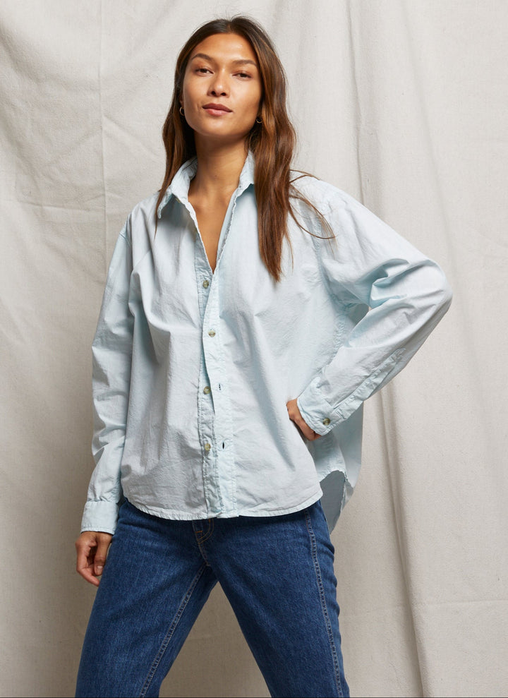 Perfect White Tee - Women - Iced Aqua James Button Down