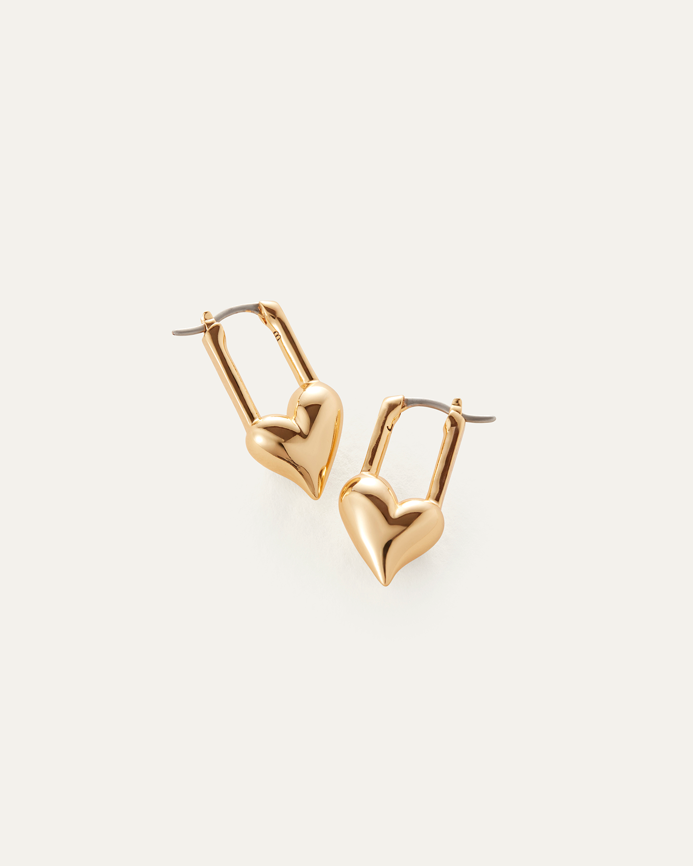 Jenny Bird - Gold Padlock Heart Huggie Earrings