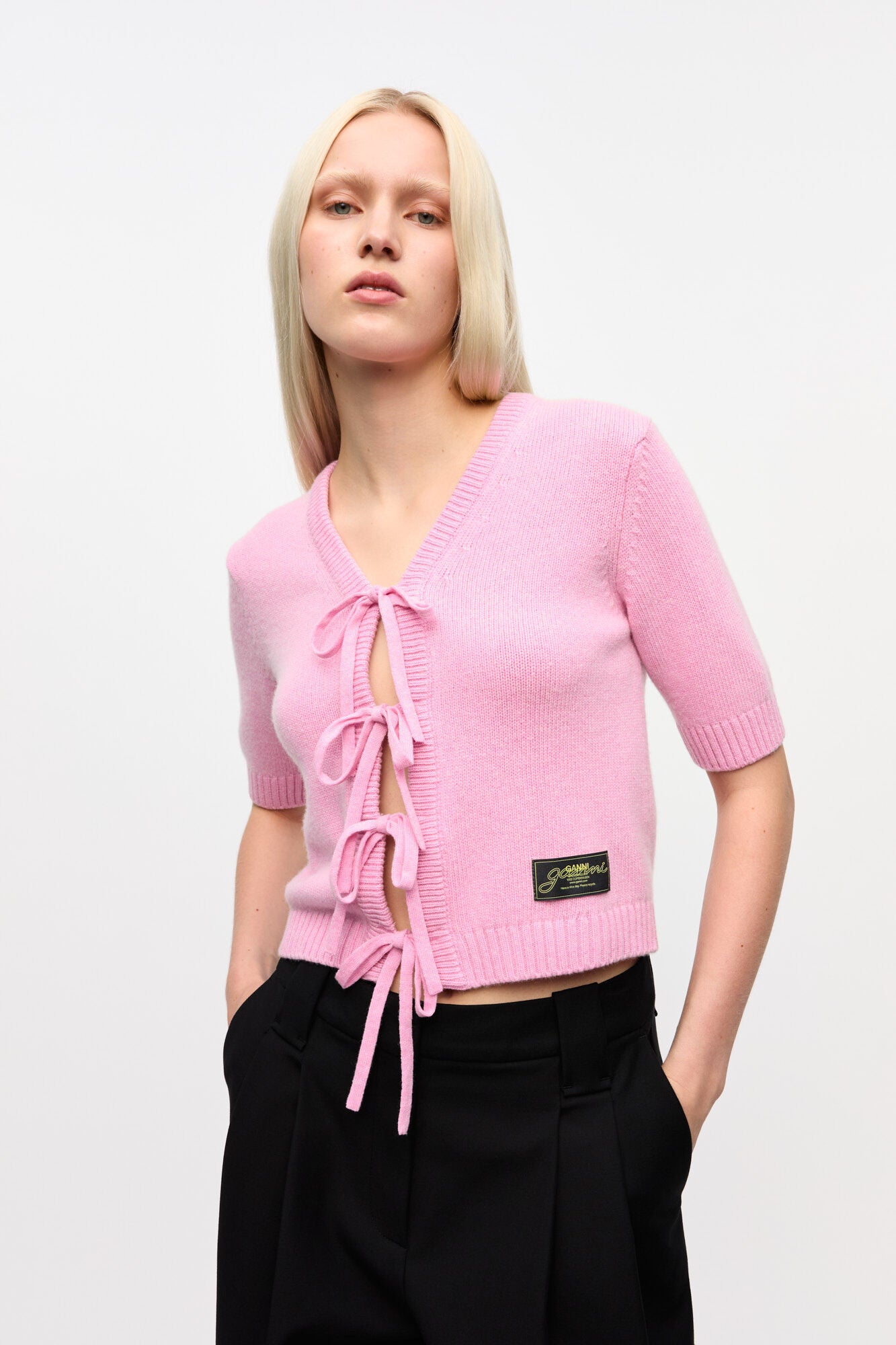 Ganni - Women - Primrose Pink Future Wool Mix Cardigan